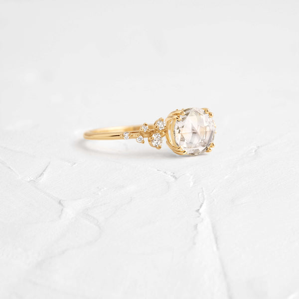 Cluster-Rose Cut Lab Grown Diamond Engagement Ring - Solitaire-Oval Lab Grown Diamond Engagement Ring