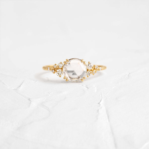 Cluster-Rose Cut Lab Grown Diamond Engagement Ring - Solitaire-Oval Lab Grown Diamond Engagement Ring