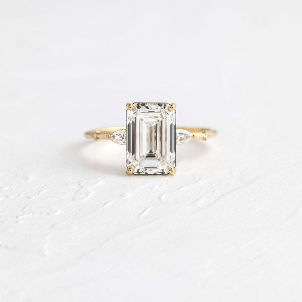 Three Stone Dainty Style-Emerald Lab Grown Diamond Engagement Ring - Solitaire-Oval Lab Grown Diamond Engagement Ring