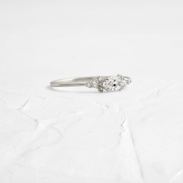 East West Cluster Style-Oval Lab Grown Diamond Engagement Ring - Solitaire-Oval Lab Grown Diamond Engagement Ring