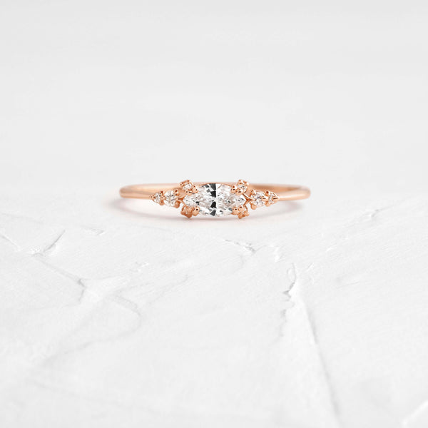 East West Cluster Style-Oval Lab Grown Diamond Engagement Ring - Solitaire-Oval Lab Grown Diamond Engagement Ring
