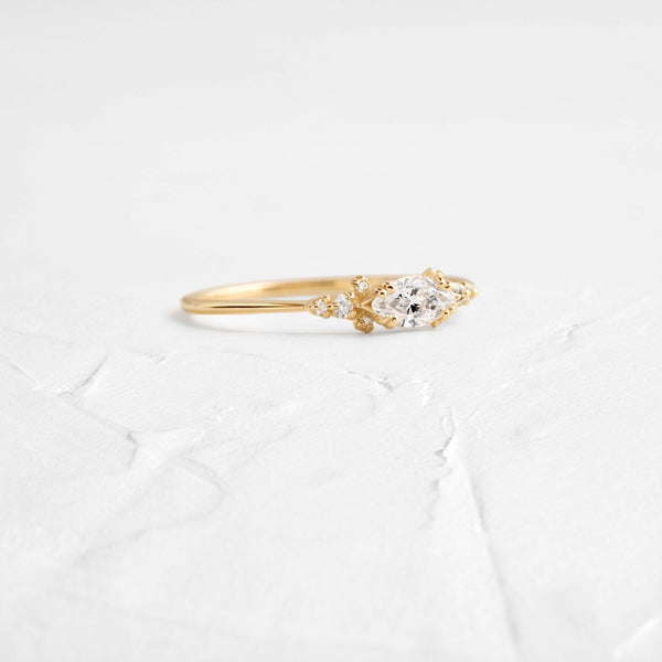 East West Cluster Style-Oval Lab Grown Diamond Engagement Ring - Solitaire-Oval Lab Grown Diamond Engagement Ring