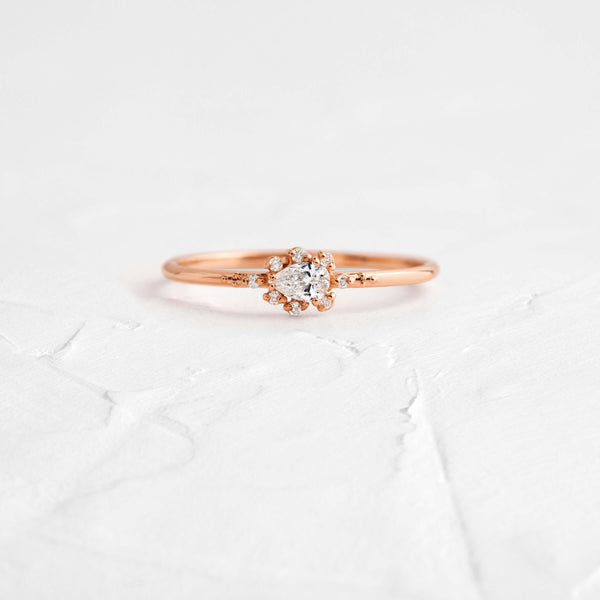 Minimal Halo-Pear Lab Grown Diamond Engagement Ring - Solitaire-Oval Lab Grown Diamond Engagement Ring