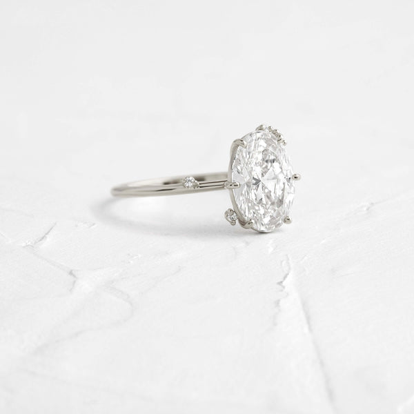 Unique Cluster-Oval Lab Grown Diamond Engagement Ring - Solitaire-Oval Lab Grown Diamond Engagement Ring