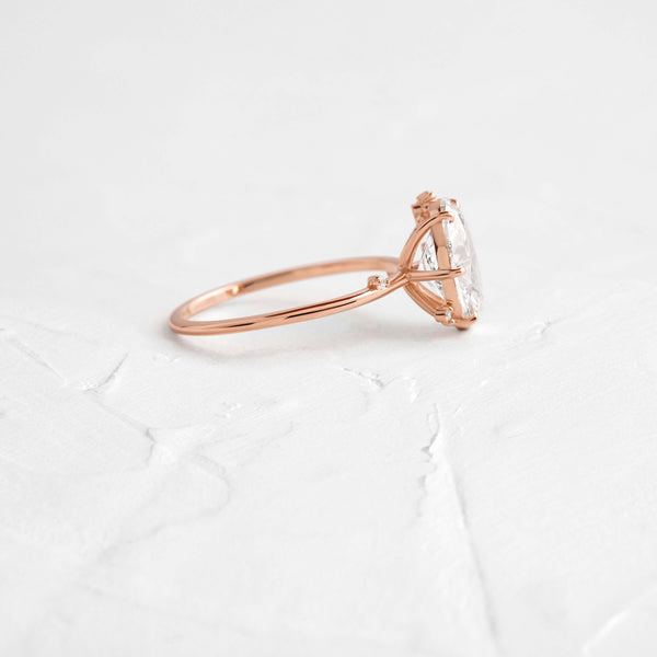 Unique Cluster-Oval Lab Grown Diamond Engagement Ring - Solitaire-Oval Lab Grown Diamond Engagement Ring