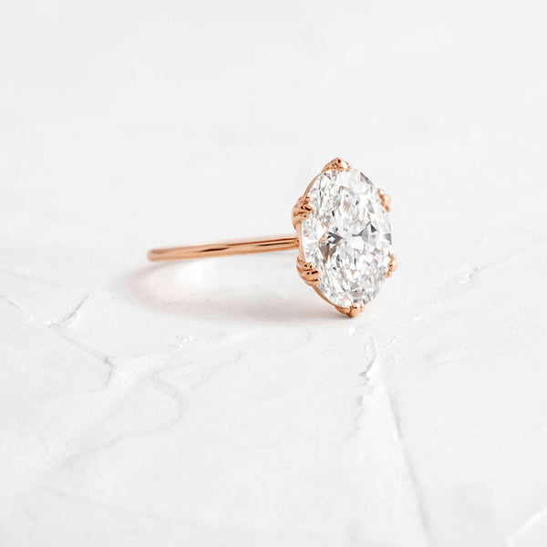 Solitaire Triple Prong-Oval Lab Grown Diamond Engagement Ring - Solitaire-Oval Lab Grown Diamond Engagement Ring