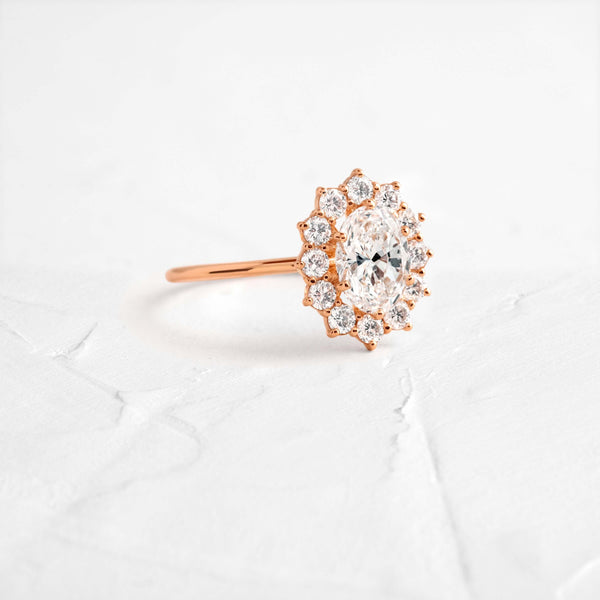 Halo-Oval Lab Grown Diamond Engagement Ring - Solitaire-Oval Lab Grown Diamond Engagement Ring
