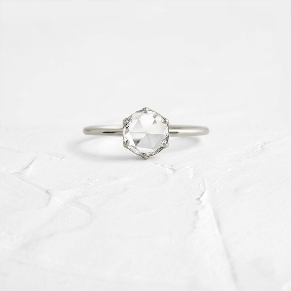 Hidden Halo-Rose Cut Lab Grown Diamond Engagement Ring - Solitaire-Oval Lab Grown Diamond Engagement Ring