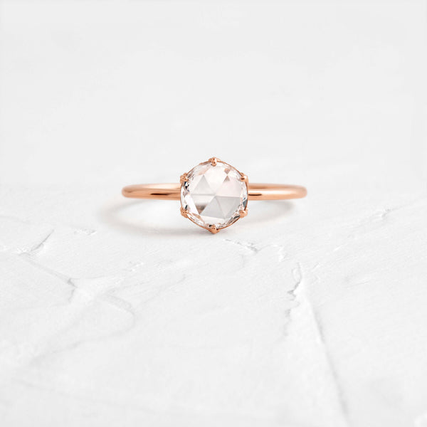 Hidden Halo-Rose Cut Lab Grown Diamond Engagement Ring - Solitaire-Oval Lab Grown Diamond Engagement Ring