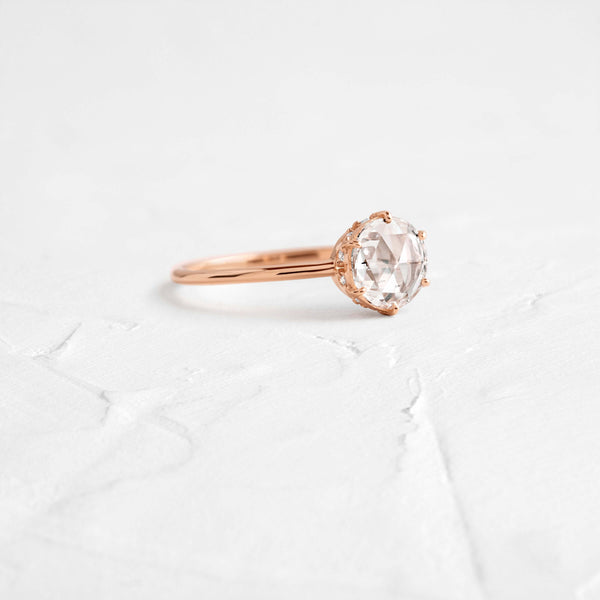 Hidden Halo-Rose Cut Lab Grown Diamond Engagement Ring - Solitaire-Oval Lab Grown Diamond Engagement Ring