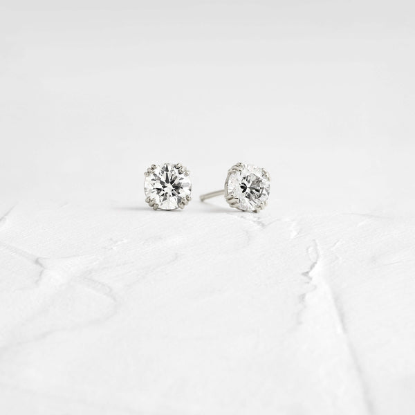 Solitaire Triple Prong- 1.5 CT Round Lab Grown Diamond Stud Earrings - Solitaire- 1.0CT Oval Lab Grown Diamond Earrings