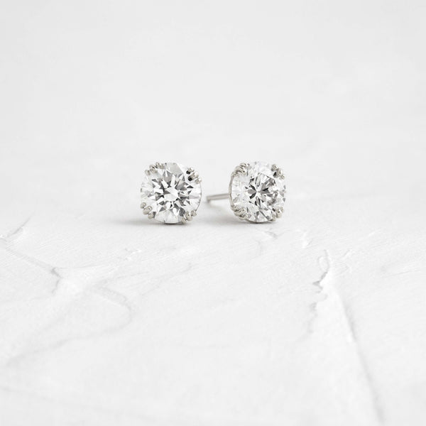 Solitaire Triple Prong- 1.5 CT Round Lab Grown Diamond Stud Earrings - Solitaire- 1.0CT Oval Lab Grown Diamond Earrings
