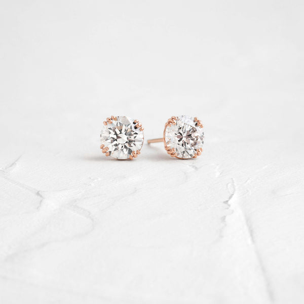 Solitaire Triple Prong- 1.5 CT Round Lab Grown Diamond Stud Earrings - Solitaire- 1.0CT Oval Lab Grown Diamond Earrings