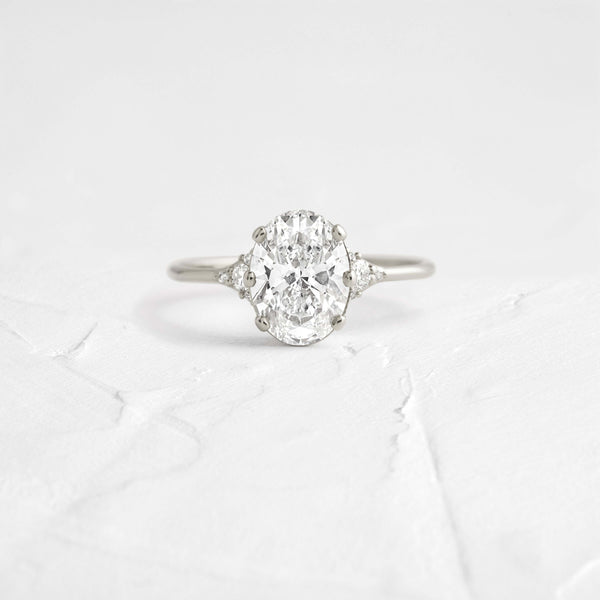 Cluster-Oval Lab Grown Diamond Engagement Ring - Solitaire-Oval Lab Grown Diamond Engagement Ring