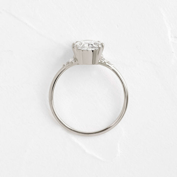 Cluster-Oval Lab Grown Diamond Engagement Ring - Solitaire-Oval Lab Grown Diamond Engagement Ring