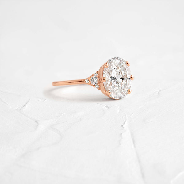 Cluster-Oval Lab Grown Diamond Engagement Ring - Solitaire-Oval Lab Grown Diamond Engagement Ring