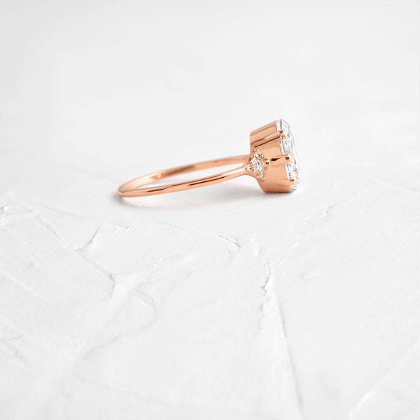 Cluster-Oval Lab Grown Diamond Engagement Ring - Solitaire-Oval Lab Grown Diamond Engagement Ring