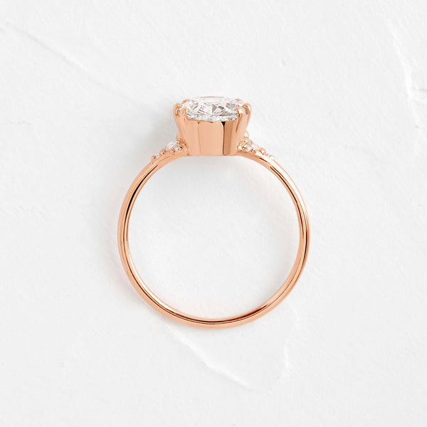 Cluster-Oval Lab Grown Diamond Engagement Ring - Solitaire-Oval Lab Grown Diamond Engagement Ring