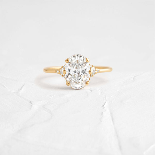 Cluster-Oval Lab Grown Diamond Engagement Ring - Solitaire-Oval Lab Grown Diamond Engagement Ring