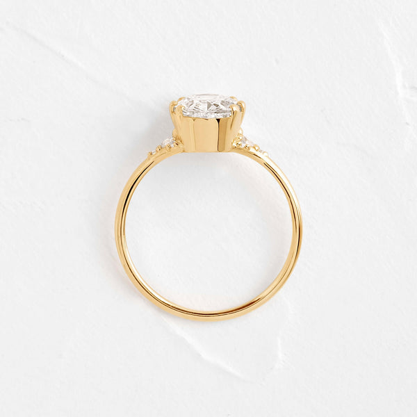 Cluster-Oval Lab Grown Diamond Engagement Ring - Solitaire-Oval Lab Grown Diamond Engagement Ring