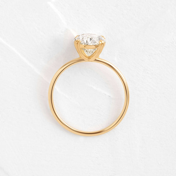 Solitaire Triple Prong with Hidden Stones-Oval Lab Grown Diamond Engagement Ring - Solitaire-Oval Lab Grown Diamond Engagement Ring