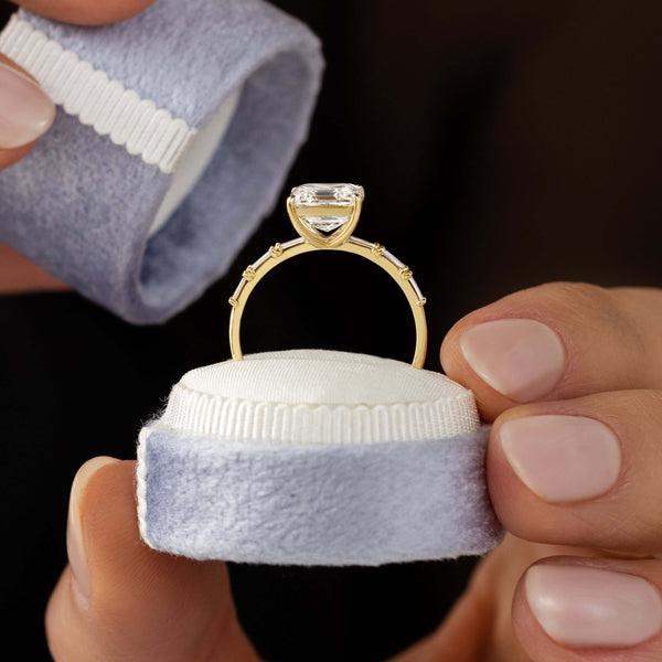Pave-Asscher Lab Grown Diamond Engagement Ring - Solitaire-Oval Lab Grown Diamond Engagement Ring