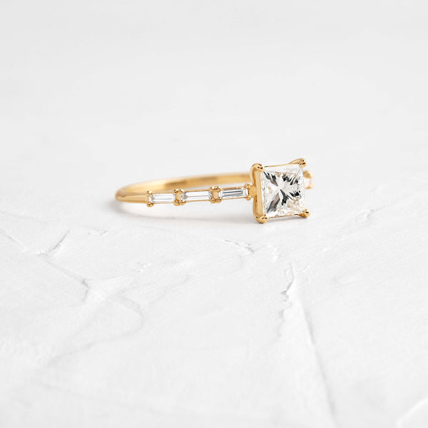 Pave-Princess Lab Grown Diamond Engagement Ring - Solitaire-Oval Lab Grown Diamond Engagement Ring