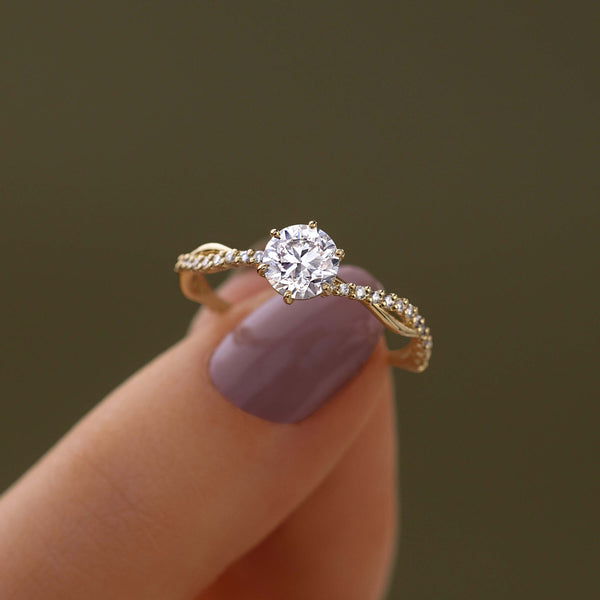 Criss Cross-Round Lab Grown Diamond Engagement Ring - Solitaire-Oval Lab Grown Diamond Engagement Ring