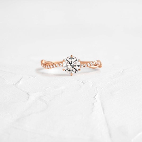 Criss Cross-Round Lab Grown Diamond Engagement Ring - Solitaire-Oval Lab Grown Diamond Engagement Ring