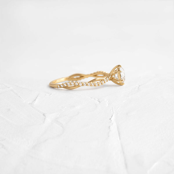 Criss Cross-Round Lab Grown Diamond Engagement Ring - Solitaire-Oval Lab Grown Diamond Engagement Ring