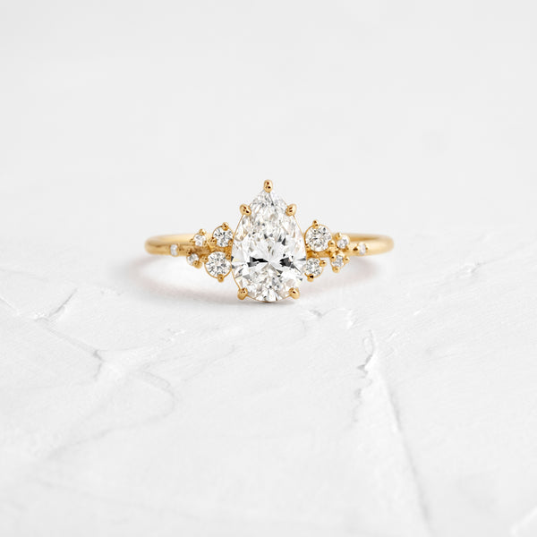 Cluster-Pear Lab Grown Diamond Engagement Ring - Solitaire-Oval Lab Grown Diamond Engagement Ring