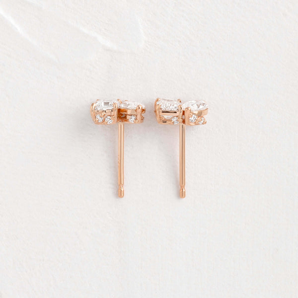 Toi Et Moi with Hidden Stones- 1.1 CT Marquise & Emerald Lab Grown Diamond Stud Earrings - Solitaire- 1.0CT Oval Lab Grown Diamond Earrings