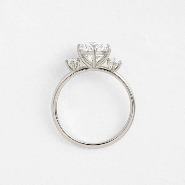 Pave-Round Lab Grown Diamond Engagement Ring - Solitaire-Oval Lab Grown Diamond Engagement Ring