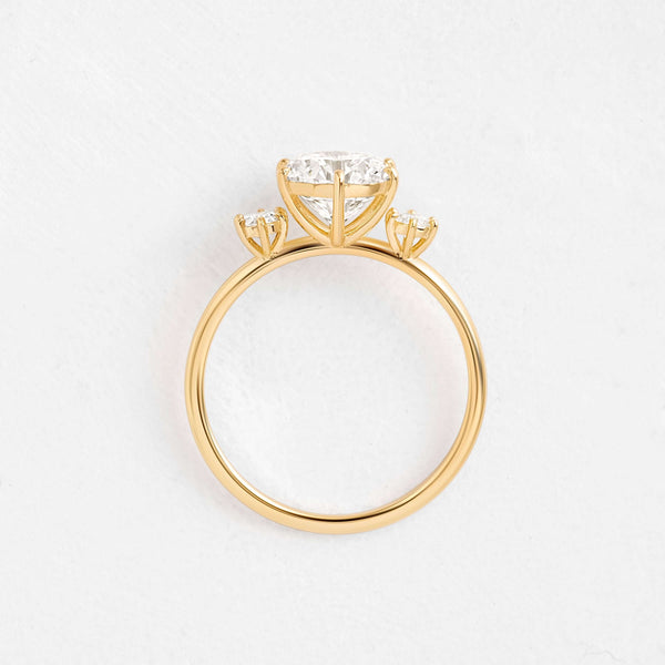 Pave-Round Lab Grown Diamond Engagement Ring - Solitaire-Oval Lab Grown Diamond Engagement Ring