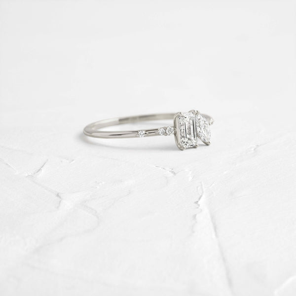 Toi Et Moi-Emerald & Marquise Lab Grown Diamond Engagement Ring - Solitaire-Oval Lab Grown Diamond Engagement Ring