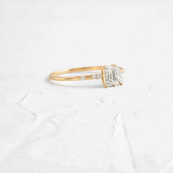 Toi Et Moi-Emerald & Marquise Lab Grown Diamond Engagement Ring - Solitaire-Oval Lab Grown Diamond Engagement Ring
