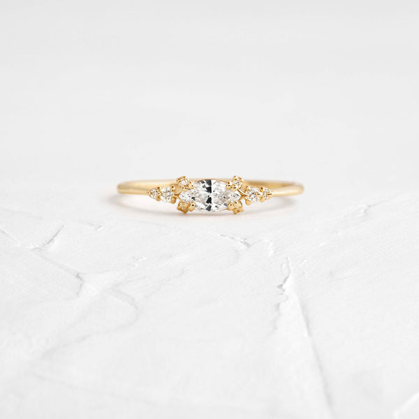 East West Cluster Style-Oval Lab Grown Diamond Engagement Ring - Solitaire-Oval Lab Grown Diamond Engagement Ring