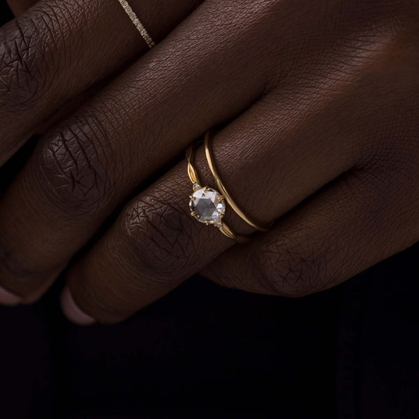 Criss Cross-Rose Cut Lab Grown Diamond Engagement Ring - Solitaire-Oval Lab Grown Diamond Engagement Ring