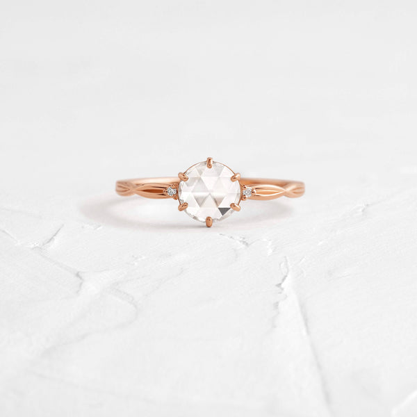 Criss Cross-Rose Cut Lab Grown Diamond Engagement Ring - Solitaire-Oval Lab Grown Diamond Engagement Ring