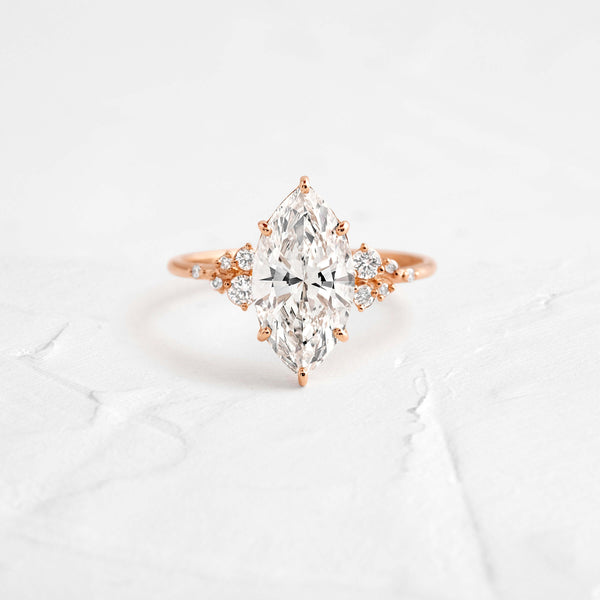 Cluster-Marquise Lab Grown Diamond Engagement Ring - Solitaire-Oval Lab Grown Diamond Engagement Ring