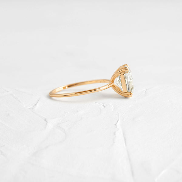 Solitaire Triple Prong-Elongated Cushion Lab Grown Diamond Engagement Ring - Solitaire-Oval Lab Grown Diamond Engagement Ring