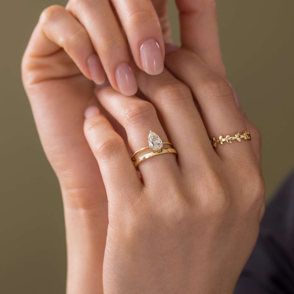 Solitaire Triple Prong-Pear Lab Grown Diamond Engagement Ring - Solitaire-Oval Lab Grown Diamond Engagement Ring