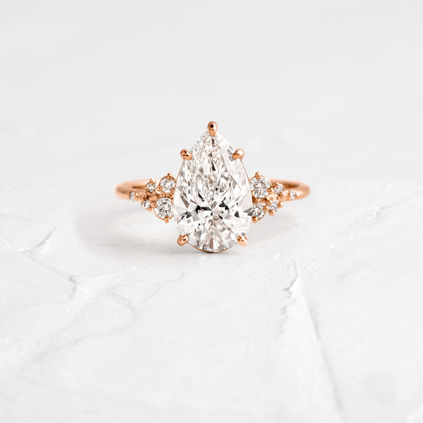 Cluster-Pear Lab Grown Diamond Engagement Ring - Solitaire-Oval Lab Grown Diamond Engagement Ring