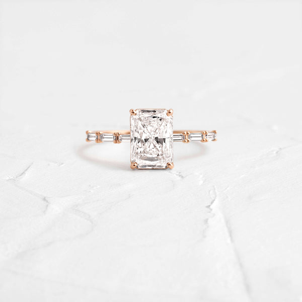 Pave-Radiant Lab Grown Diamond Engagement Ring - Solitaire-Oval Lab Grown Diamond Engagement Ring