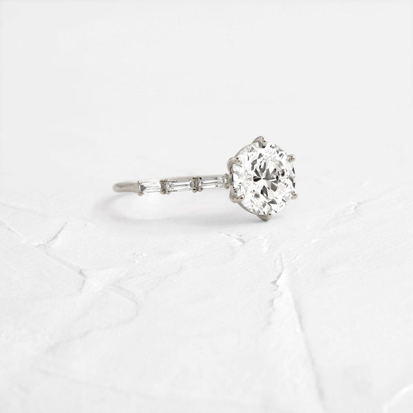 Pave-Round Lab Grown Diamond Engagement Ring - Solitaire-Oval Lab Grown Diamond Engagement Ring