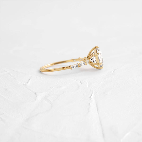 Pave-Round Lab Grown Diamond Engagement Ring - Solitaire-Oval Lab Grown Diamond Engagement Ring