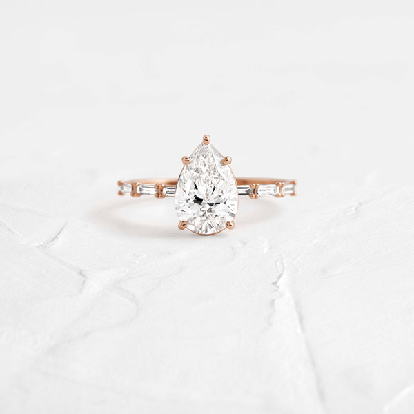 Pave-Pear Lab Grown Diamond Engagement Ring - Solitaire-Oval Lab Grown Diamond Engagement Ring