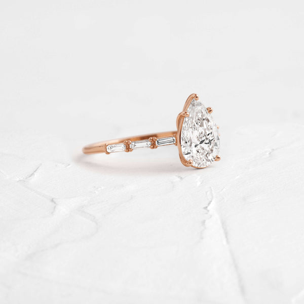 Pave-Pear Lab Grown Diamond Engagement Ring - Solitaire-Oval Lab Grown Diamond Engagement Ring