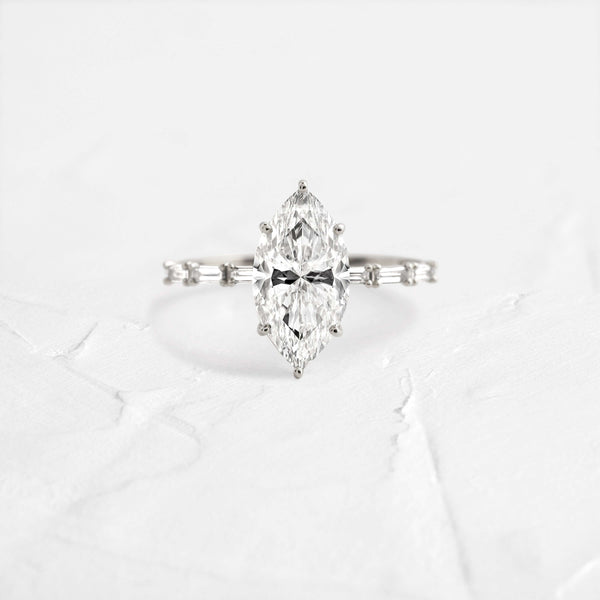 Pave-Marquise Lab Grown Diamond Engagement Ring - Solitaire-Oval Lab Grown Diamond Engagement Ring
