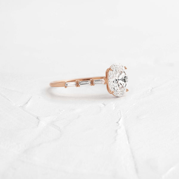 Pave-Oval Lab Grown Diamond Engagement Ring - Solitaire-Oval Lab Grown Diamond Engagement Ring